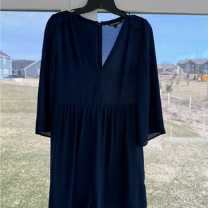 Express Navy Textured V-Neck Dress